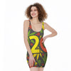 Rasta 420 Print Sleeveless Bodycon Dress