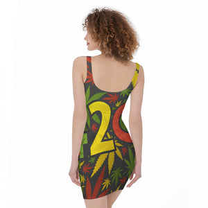 Rasta 420 Print Sleeveless Bodycon Dress