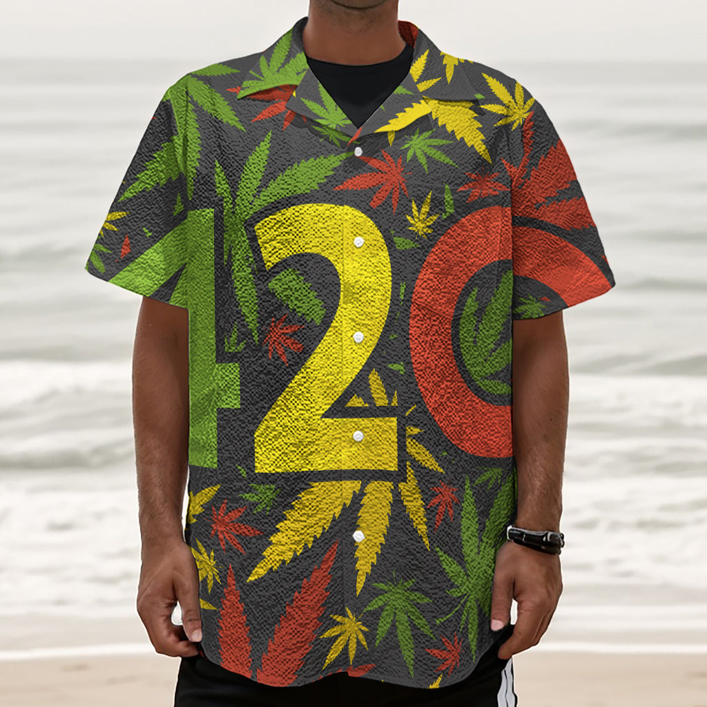 Rasta 420 Print Textured Short Sleeve Shirt