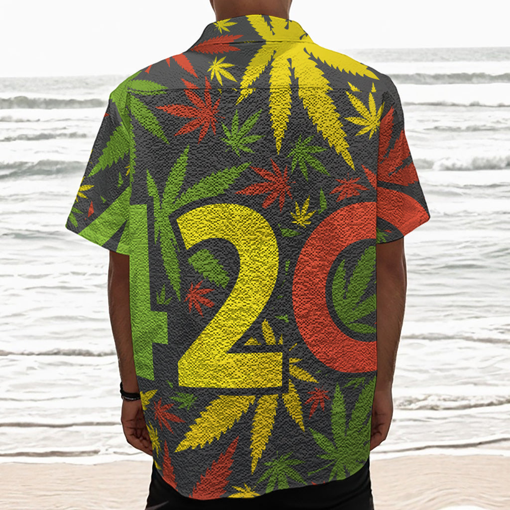 Rasta 420 Print Textured Short Sleeve Shirt