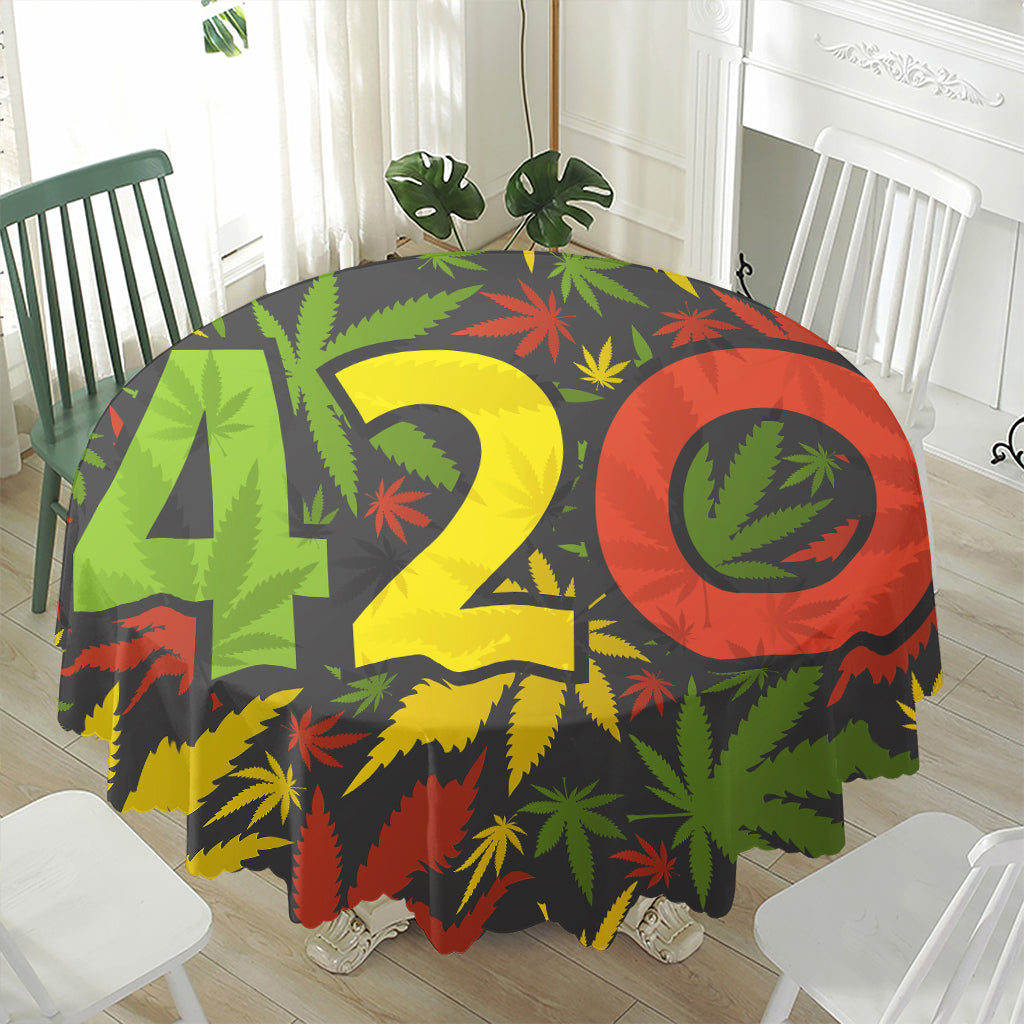 Rasta 420 Print Waterproof Round Tablecloth