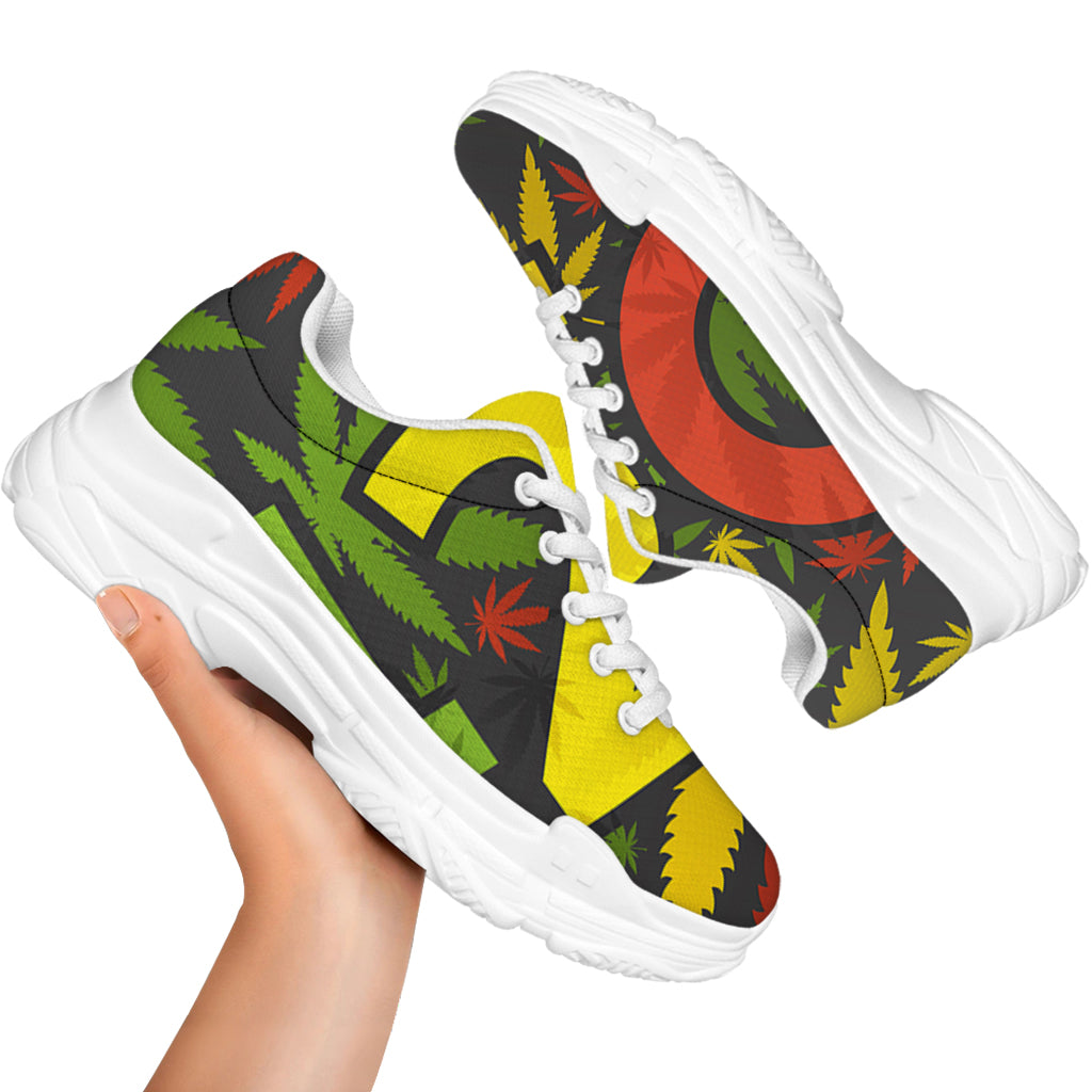 Rasta 420 Print White Chunky Shoes