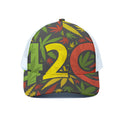 Rasta 420 Print White Mesh Trucker Hat