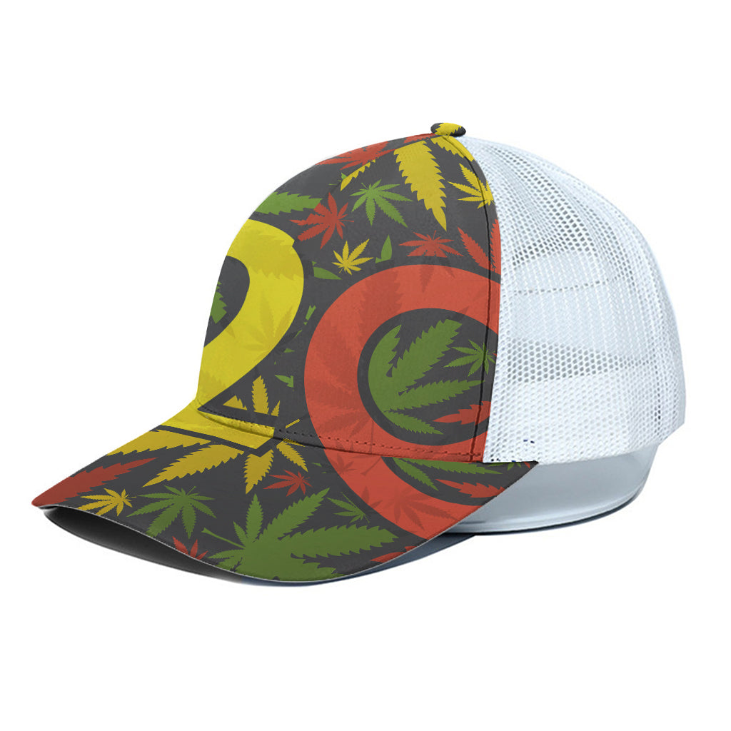 Rasta 420 Print White Mesh Trucker Cap