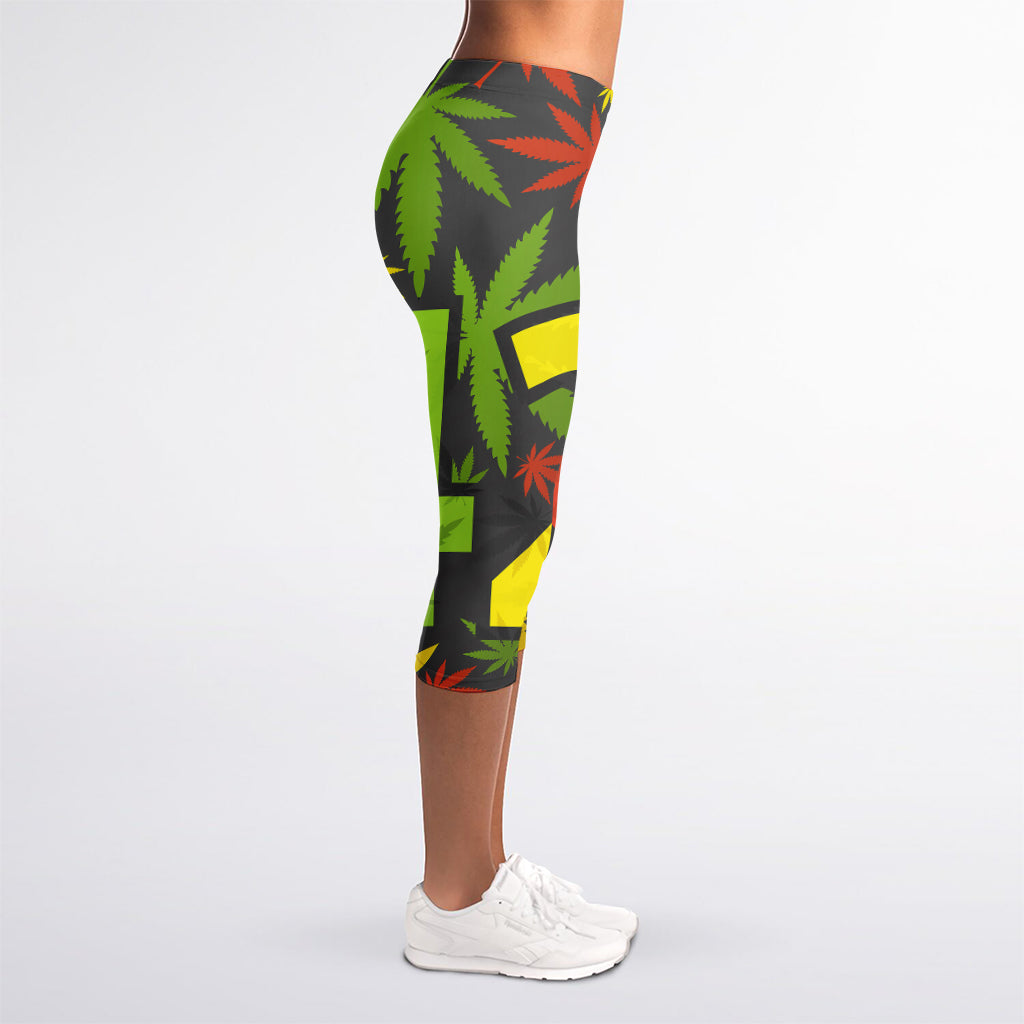 Rasta 420 Print Women's Capri Leggings