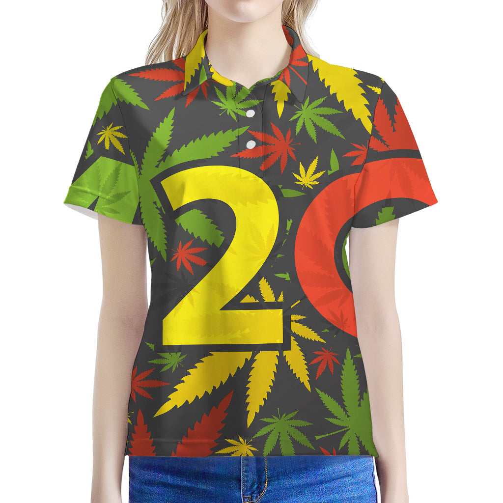 Rasta 420 Print Women's Polo Shirt