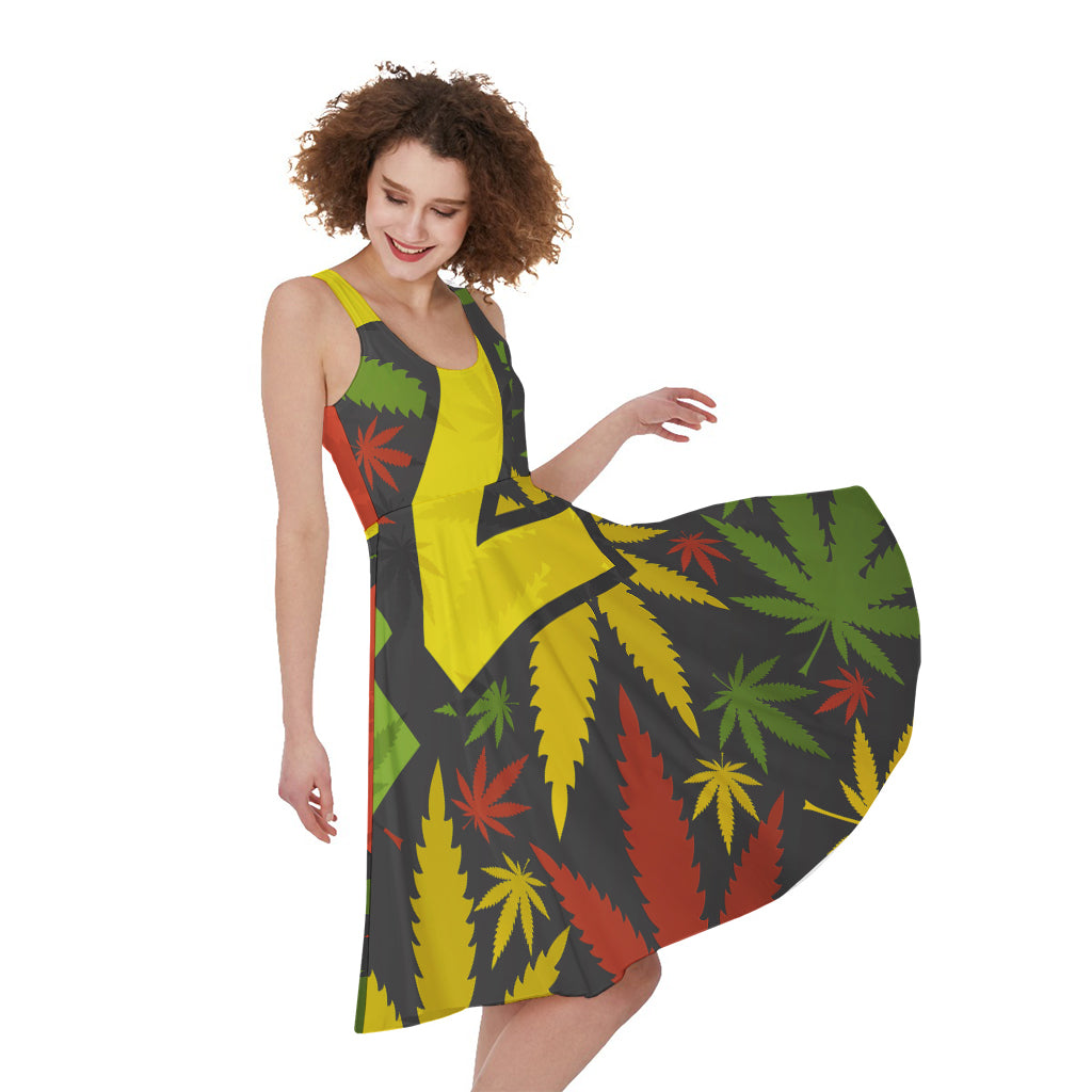 Rasta 420 Print Women's Sleeveless Dress