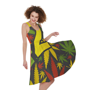 Rasta 420 Print Women's Sleeveless Dress