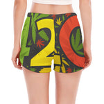 Rasta 420 Print Women's Split Running Shorts