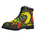 Rasta 420 Print Padded Collar Lace Up Boots
