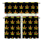 Rasta Flag Pattern Print 3 Piece Kitchen Curtains