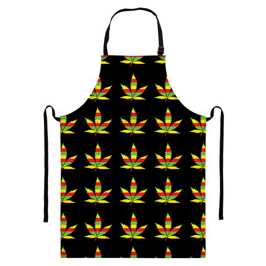 Rasta Flag Pattern Print Bib Apron With Pocket