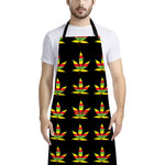 Rasta Flag Pattern Print Bib Apron With Pocket