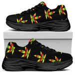 Rasta Flag Pattern Print Black Chunky Shoes