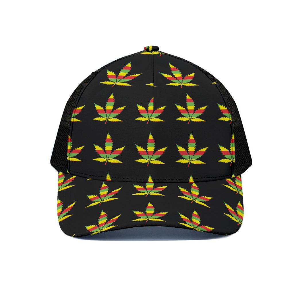 Rasta Flag Pattern Print Black Mesh Trucker Cap