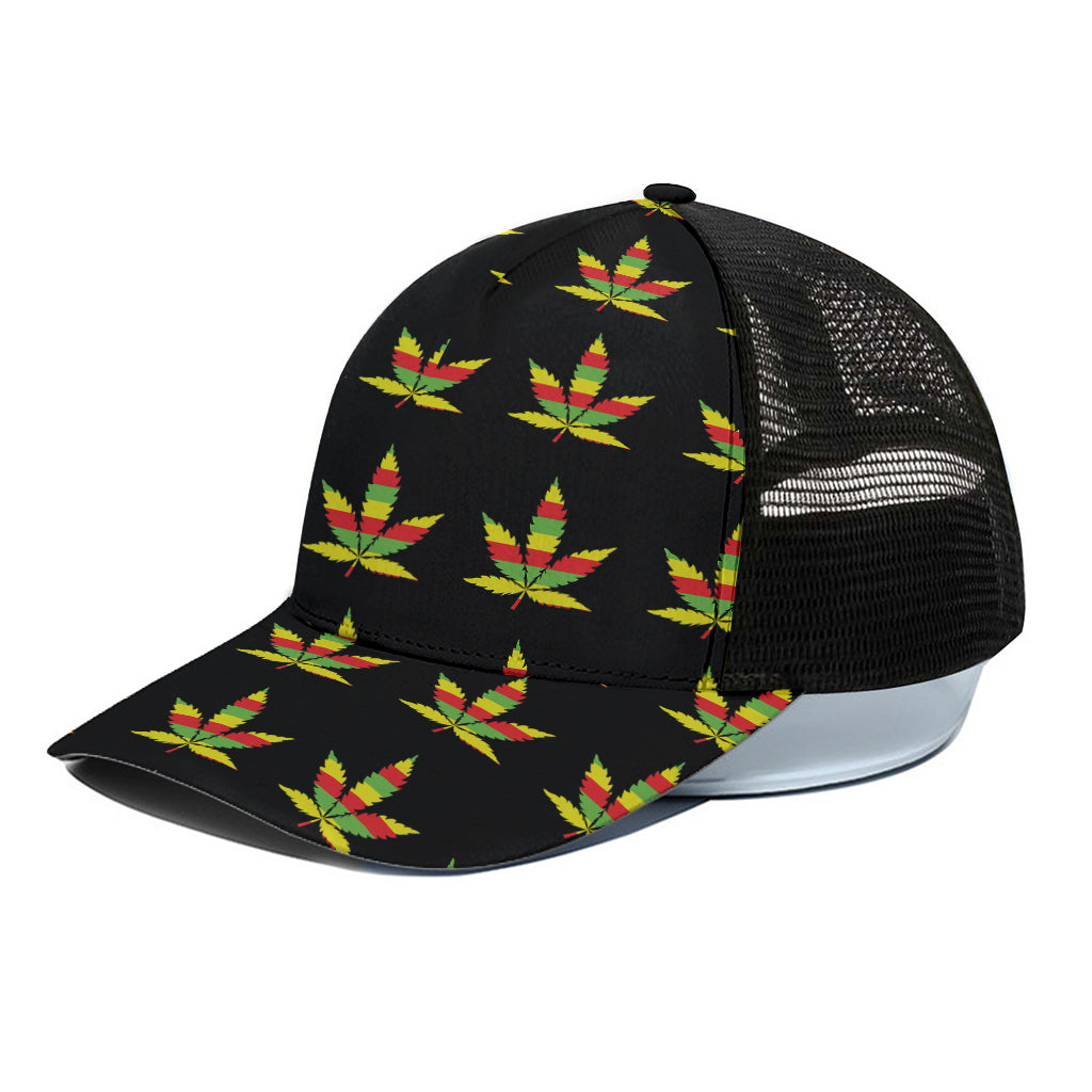 Rasta Flag Pattern Print Black Mesh Trucker Cap