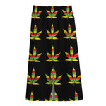 Rasta Flag Pattern Print Cotton Front Slit Maxi Skirt