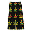 Rasta Flag Pattern Print Cotton Front Slit Maxi Skirt