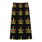 Rasta Flag Pattern Print Cotton Front Slit Maxi Skirt