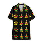 Rasta Flag Pattern Print Cotton Hawaiian Shirt