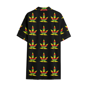 Rasta Flag Pattern Print Cotton Hawaiian Shirt