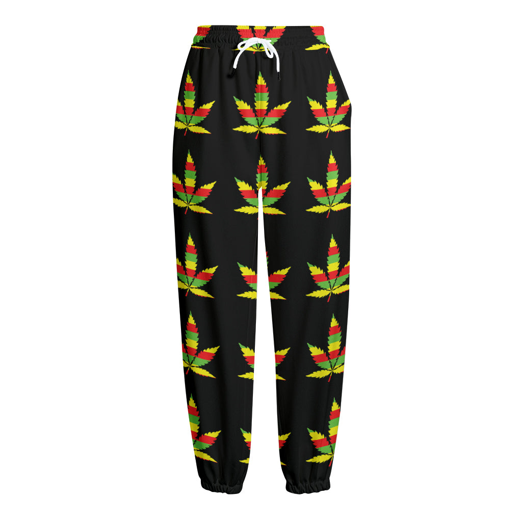 Rasta Flag Pattern Print Fleece Lined Knit Pants