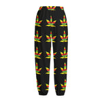 Rasta Flag Pattern Print Fleece Lined Knit Pants