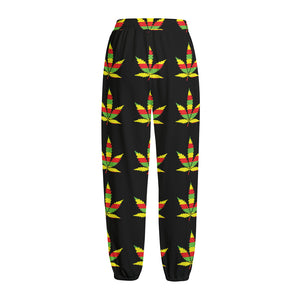 Rasta Flag Pattern Print Fleece Lined Knit Pants