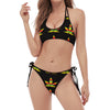 Rasta Flag Pattern Print Halter Scoop Tie Side Bikini