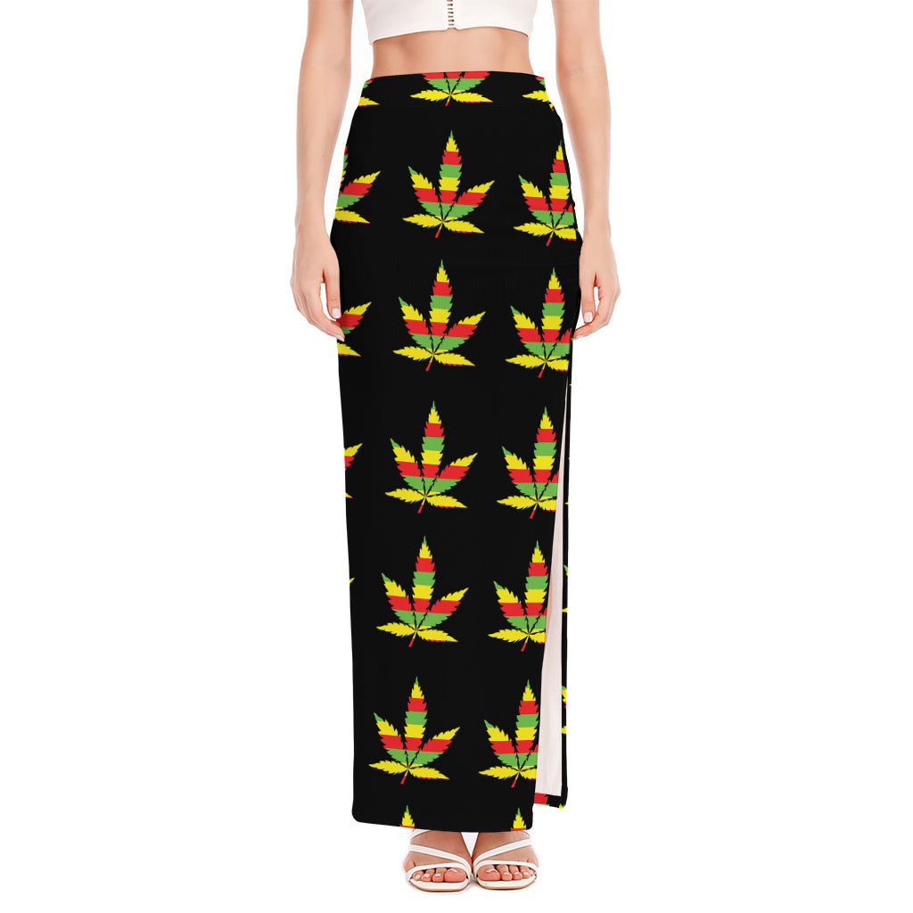 Rasta Flag Pattern Print High Slit Maxi Skirt