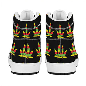Rasta Flag Pattern Print High Top Leather Sneakers