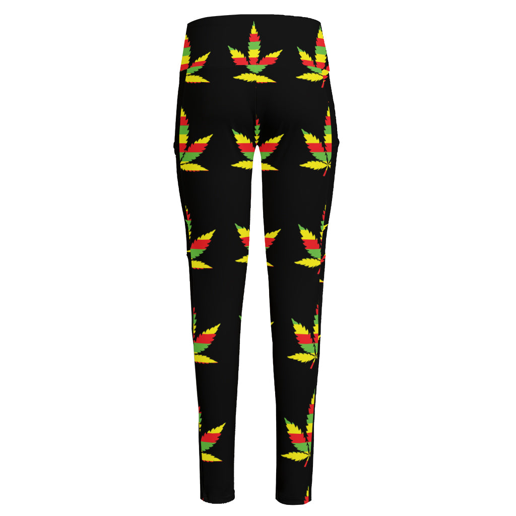 Rasta Flag Pattern Print High-Waisted Pocket Leggings