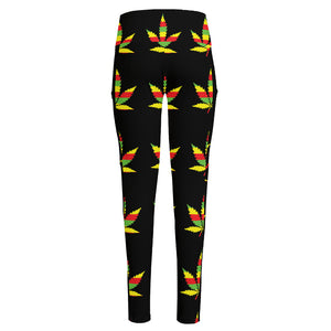 Rasta Flag Pattern Print High-Waisted Pocket Leggings