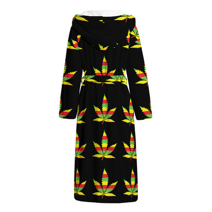 Rasta Flag Pattern Print Hooded Bathrobe