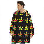 Rasta Flag Pattern Print Hoodie Blanket