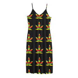 Rasta Flag Pattern Print Jersey Midi Cami Dress