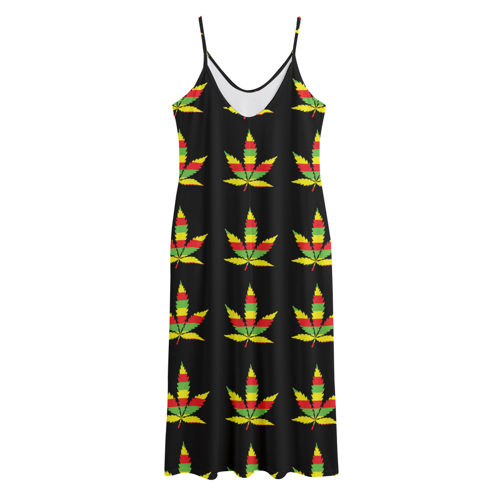 Rasta Flag Pattern Print Jersey Midi Cami Dress