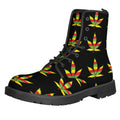 Rasta Flag Pattern Print Lace-Up Boots