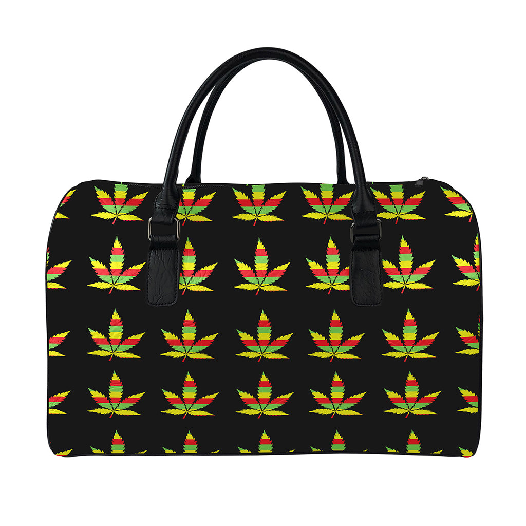 Rasta Flag Pattern Print Leather Duffle Bag