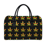 Rasta Flag Pattern Print Leather Duffle Bag