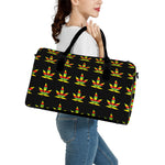 Rasta Flag Pattern Print Leather Duffle Bag