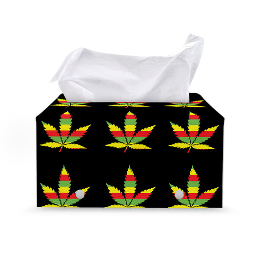Rasta Flag Pattern Print Leather Tissue Box Cover