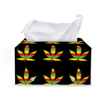 Rasta Flag Pattern Print Leather Tissue Box Cover