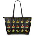 Rasta Flag Pattern Print Leather Tote Bag With Zipper