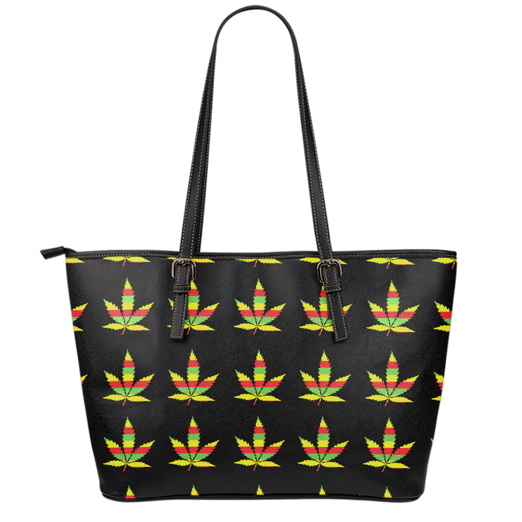 Rasta Flag Pattern Print Leather Tote Bag