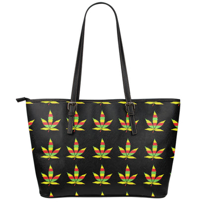 Rasta Flag Pattern Print Leather Tote Bag