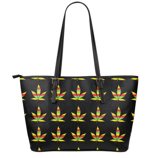 Rasta Flag Pattern Print Leather Tote Bag
