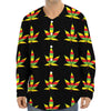 Rasta Flag Pattern Print Long Sleeve Baseball Jersey