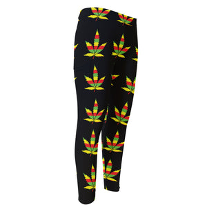 Rasta Flag Pattern Print Men's Compression Pants