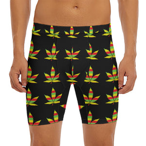 Rasta Flag Pattern Print Men's Long Boxer Briefs